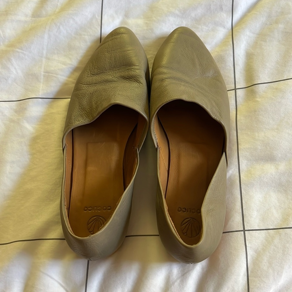 Coclico leather flats with leather bottoms. Like new, worn once.